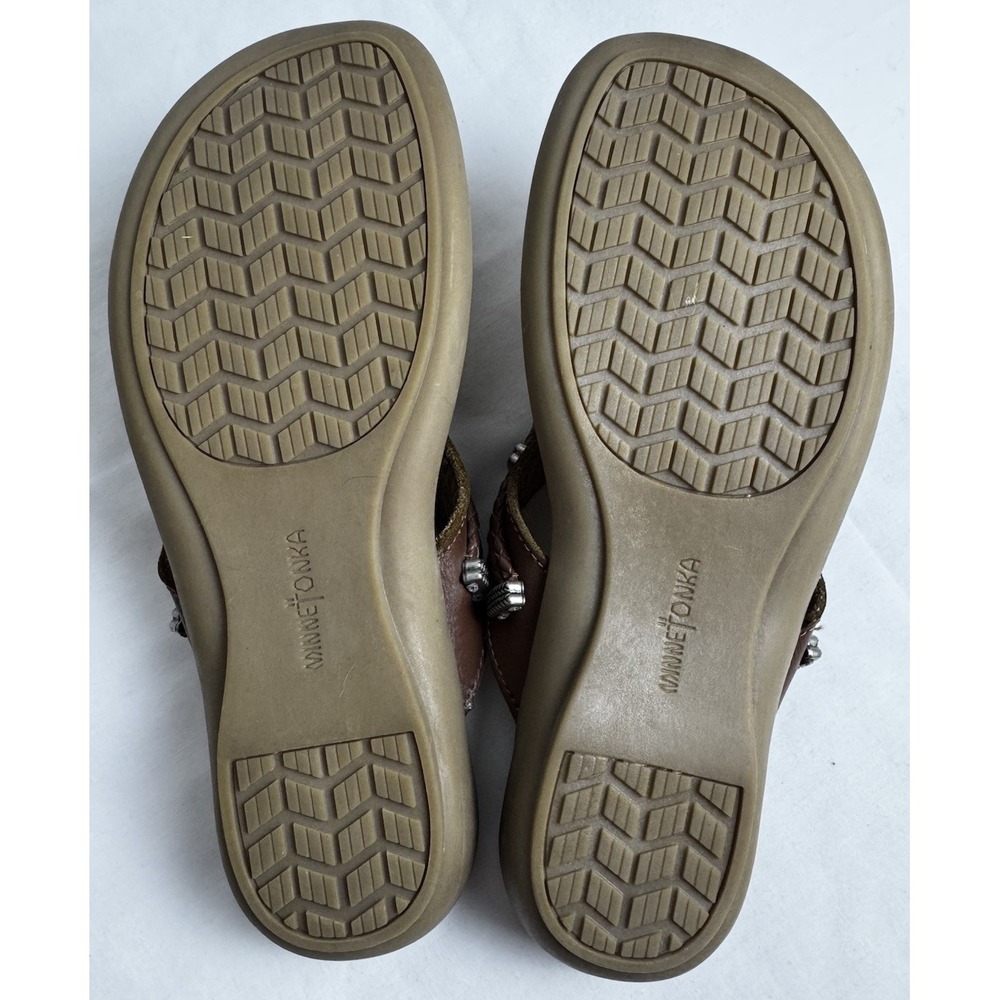 Minnetonka Women's Leather Thong Sandals Southwest/Native 360 Comfort Size 7 EUC - Picture 4 of 9